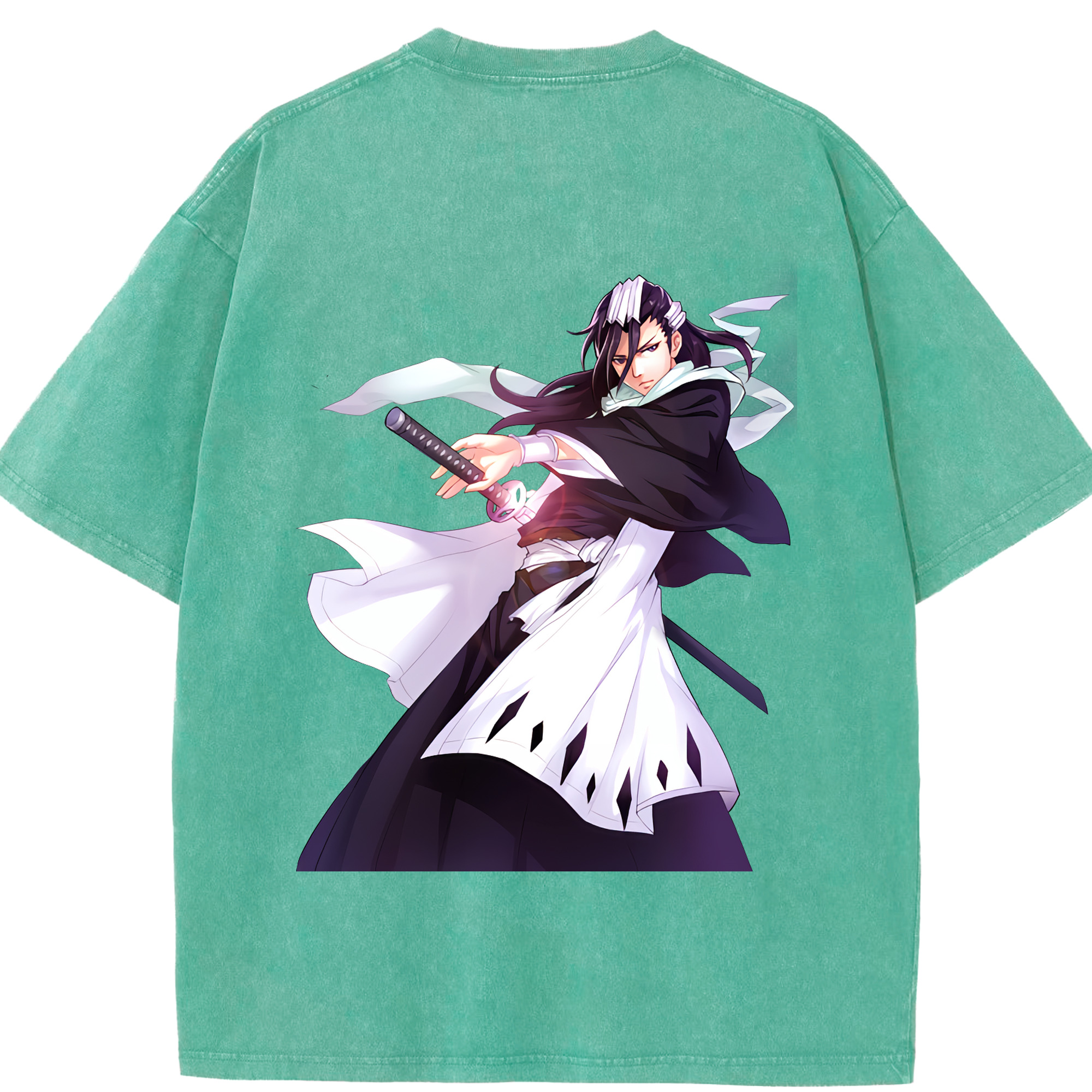 （画像用） ブリーチ くちき びゃくや BLEACH Kuchiki Byakuya 綿100% ヴィンテージ風 半袖Tシャツ（背面プリント）